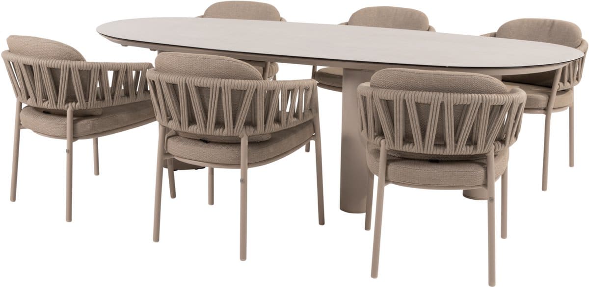 denia calma dining tuinset 240x105xh75 cm 7 delig keramiek latte
