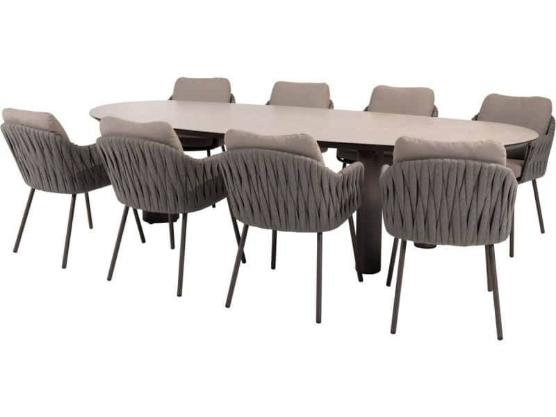 Denia Cannes dining tuinset 290x110xH75 cm 9 delig keramiek terre