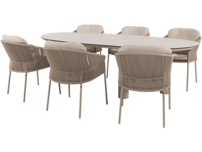 Denia Florence dining tuinset 240x105xH75 cm 7 delig keramiek latte