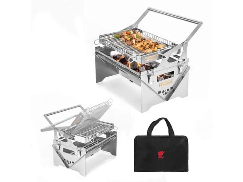 Draagbare Houtskool Grill 360° Roterende Barbecue voor Kamperen
