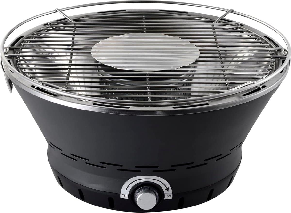 draagbare houtskool tafelbarbecue met elektrische ventilator roestvrij staal