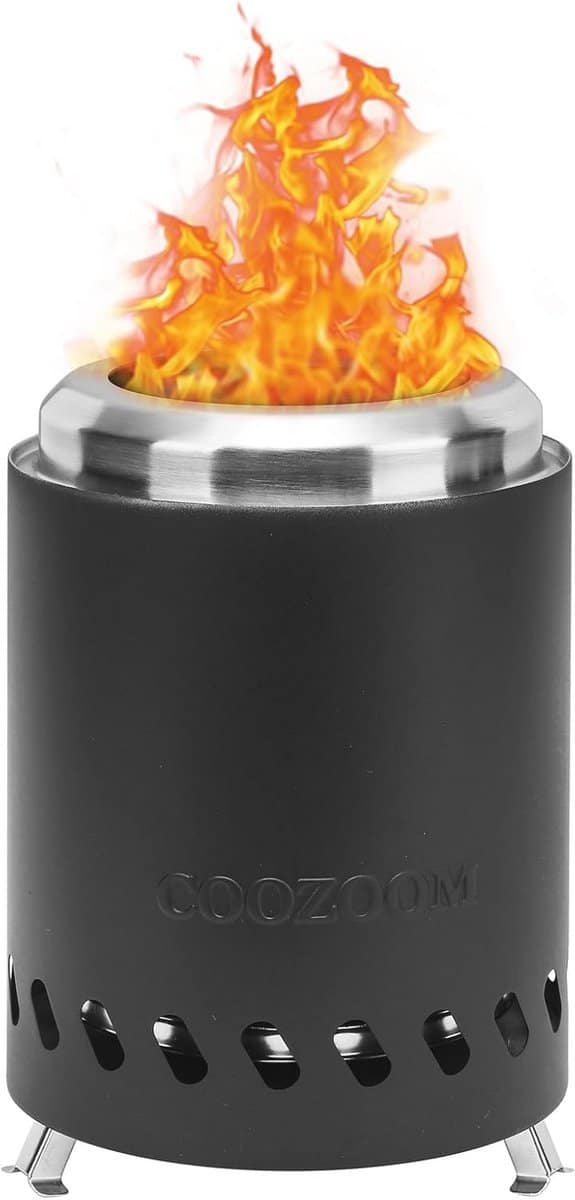 draagbare mini buitenkachel: 5,5 inch roestvrijstalen tafelvuurkorf met laag rookverbranding voor buiten