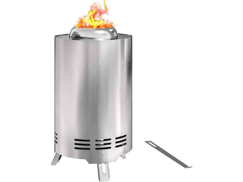 Draagbare Rookloze Vuurplaats van Roestvrij Staal - 16 x 16 cm voor Tuin en Camping