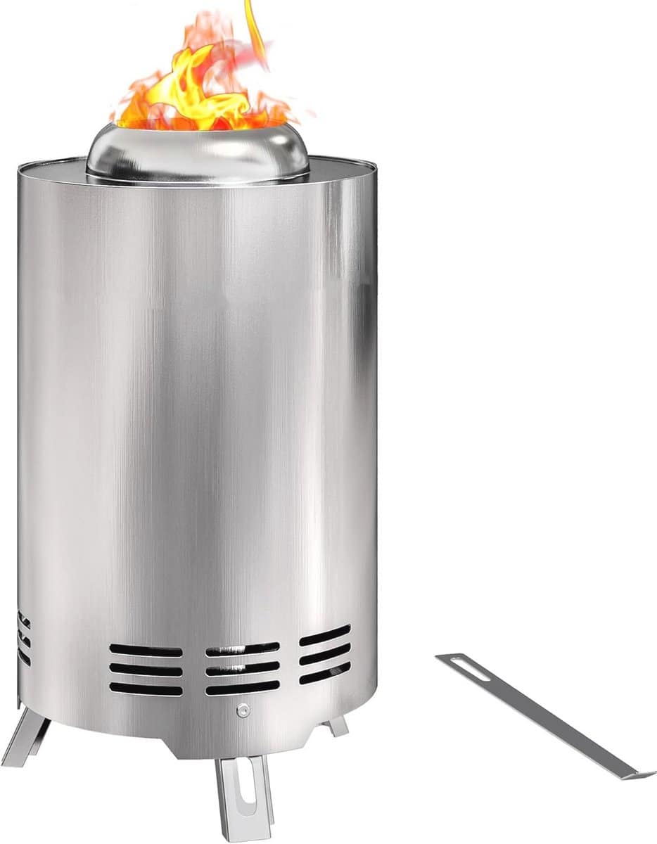 draagbare rookloze vuurplaats van roestvrij staal 16 x 16 cm voor tuin en camping