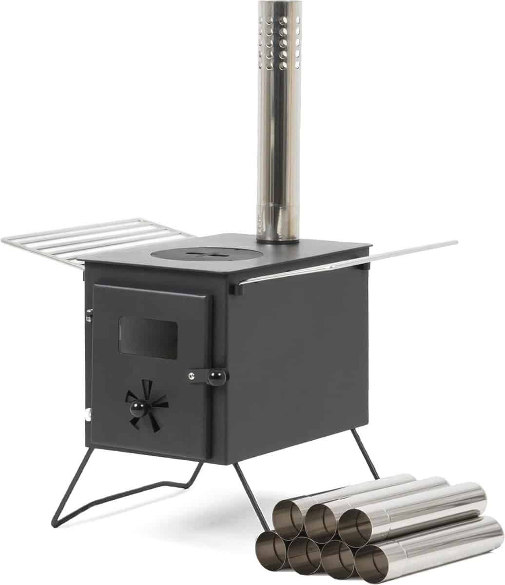 draagbare tentkachel voor camping compacte houtkachel met kookmogelijkheden en veiligheidsvoorzieningen