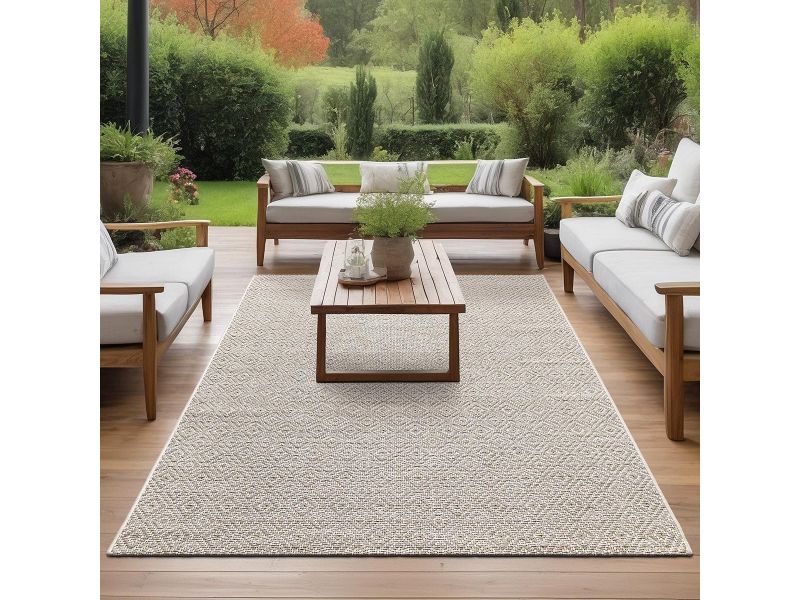 Duurzaam Bohemian Vintage Buitenkleed - Weerbestendig Vloerkleed voor Balkon, Terras en Tuin - Bruin 120x170 cm