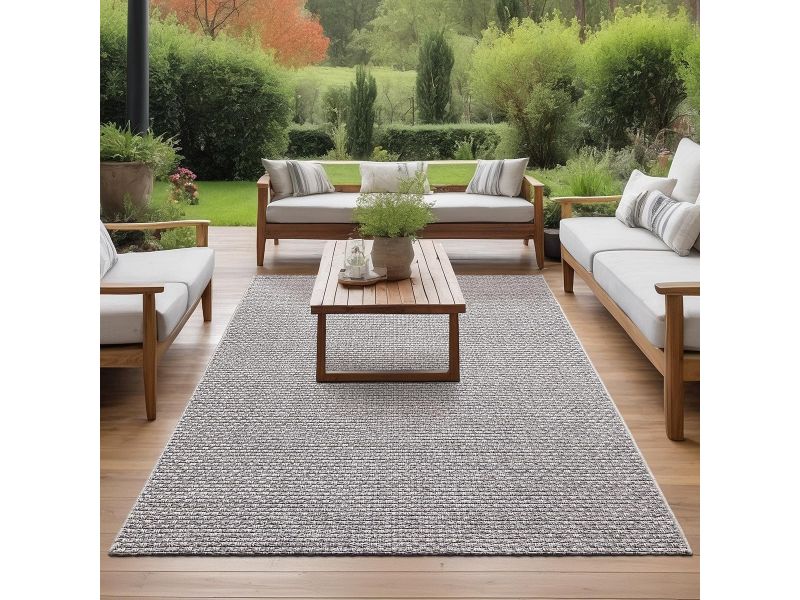 Duurzaam Buitenkleed met Boho Vintage Patroon - Weerbestendig Grijs Tapijt voor Balkon en Terras (200x290 cm)