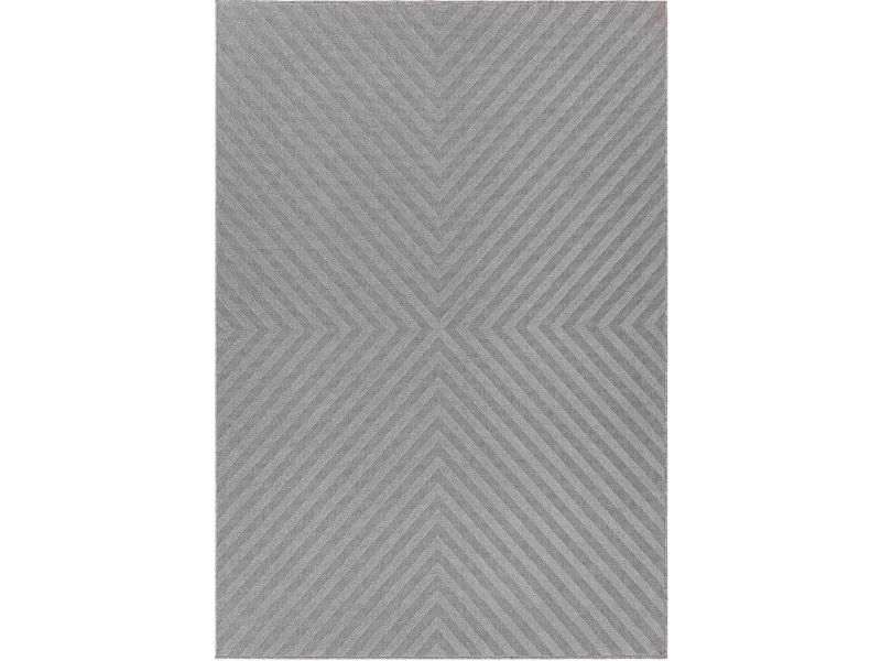 Easy Living - Easy Living Antibes Light Grey Arrow Vloerkleed - 160x230 - Rechthoek - Buiten,Laagpolig,Structuur Tapijt - Industrieel - Antraciet, Grijs