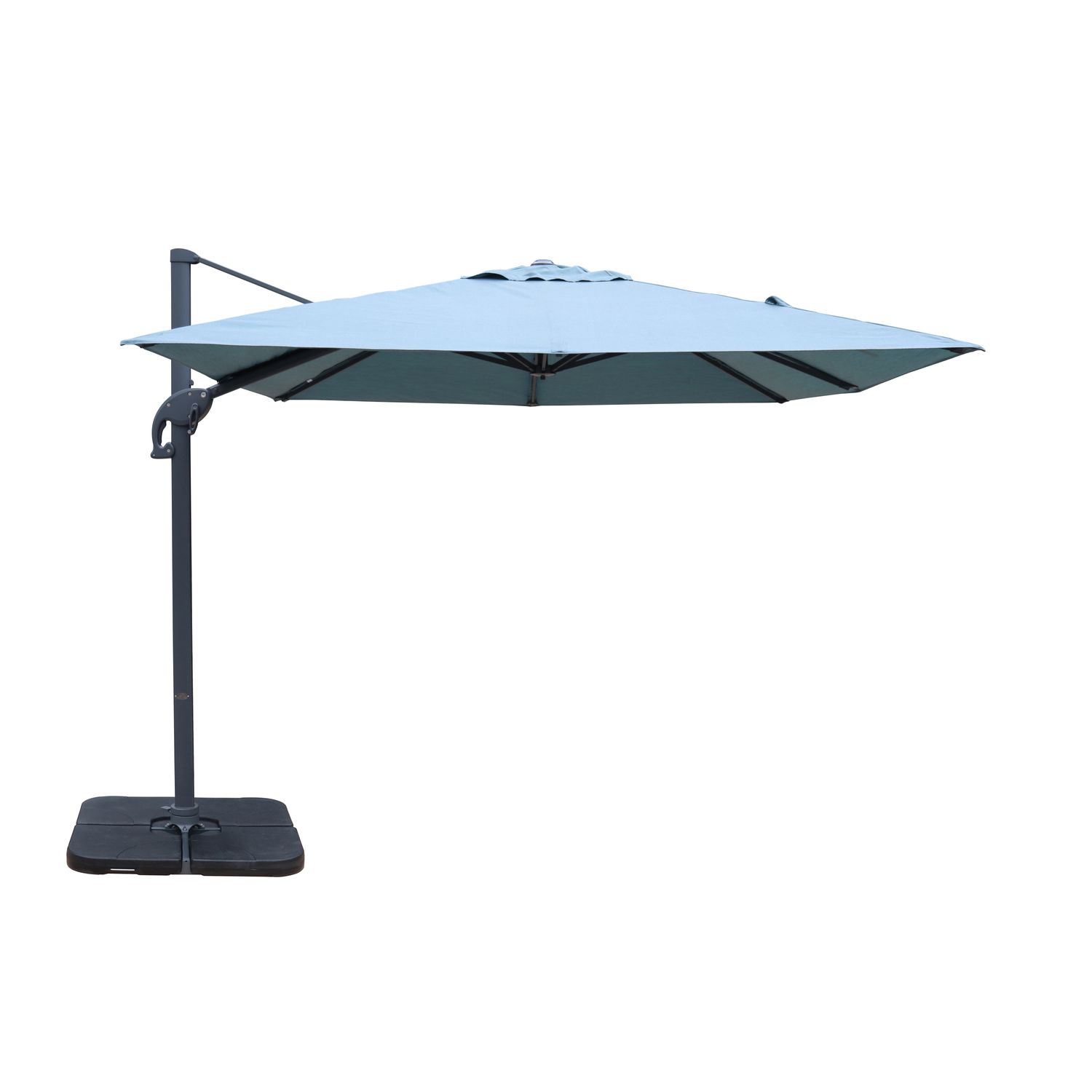 easywind zweefparasol 300x300cm blauw 360° draaibaar kantelbaar 208g/m² met opwindmechanisme aluminium mast
