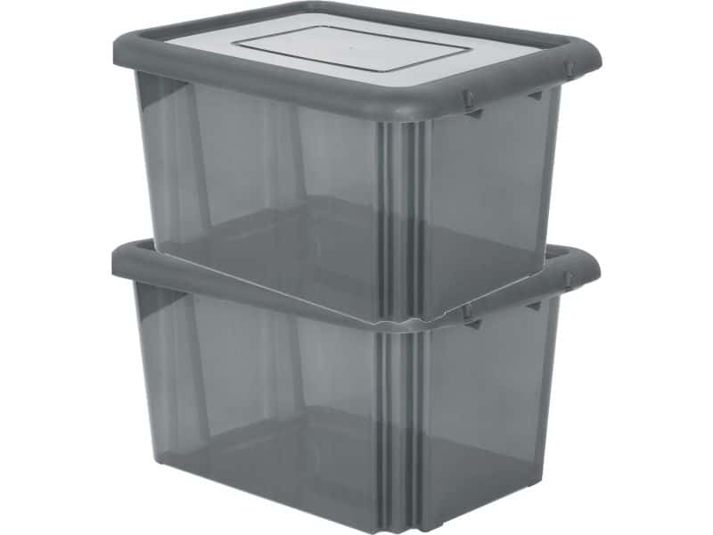 EDA Opbergbox 55L - 6x - grijs - stapelbaar - L58 x B44 x H31 cm