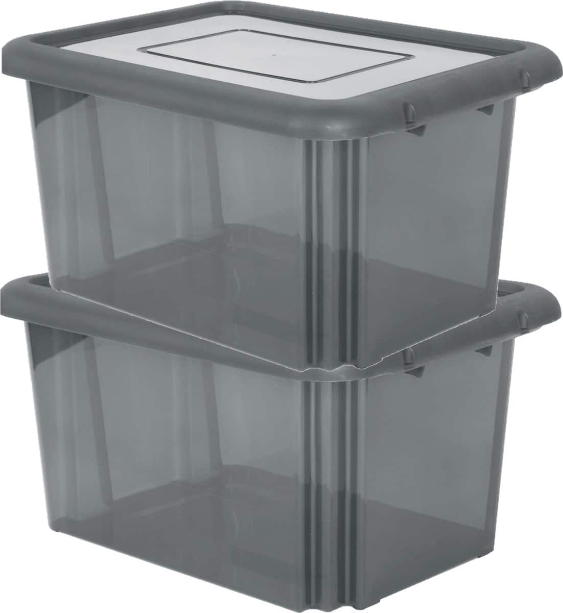 eda opbergbox 55l 8x grijs stapelbaar l58 x b44 x h31 cm
