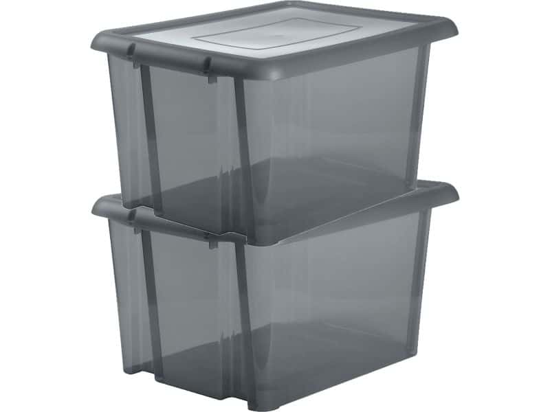 EDA Opbergbox 80L - 12x - grijs - stapelbaar - L56 x B50 x H36 cm
