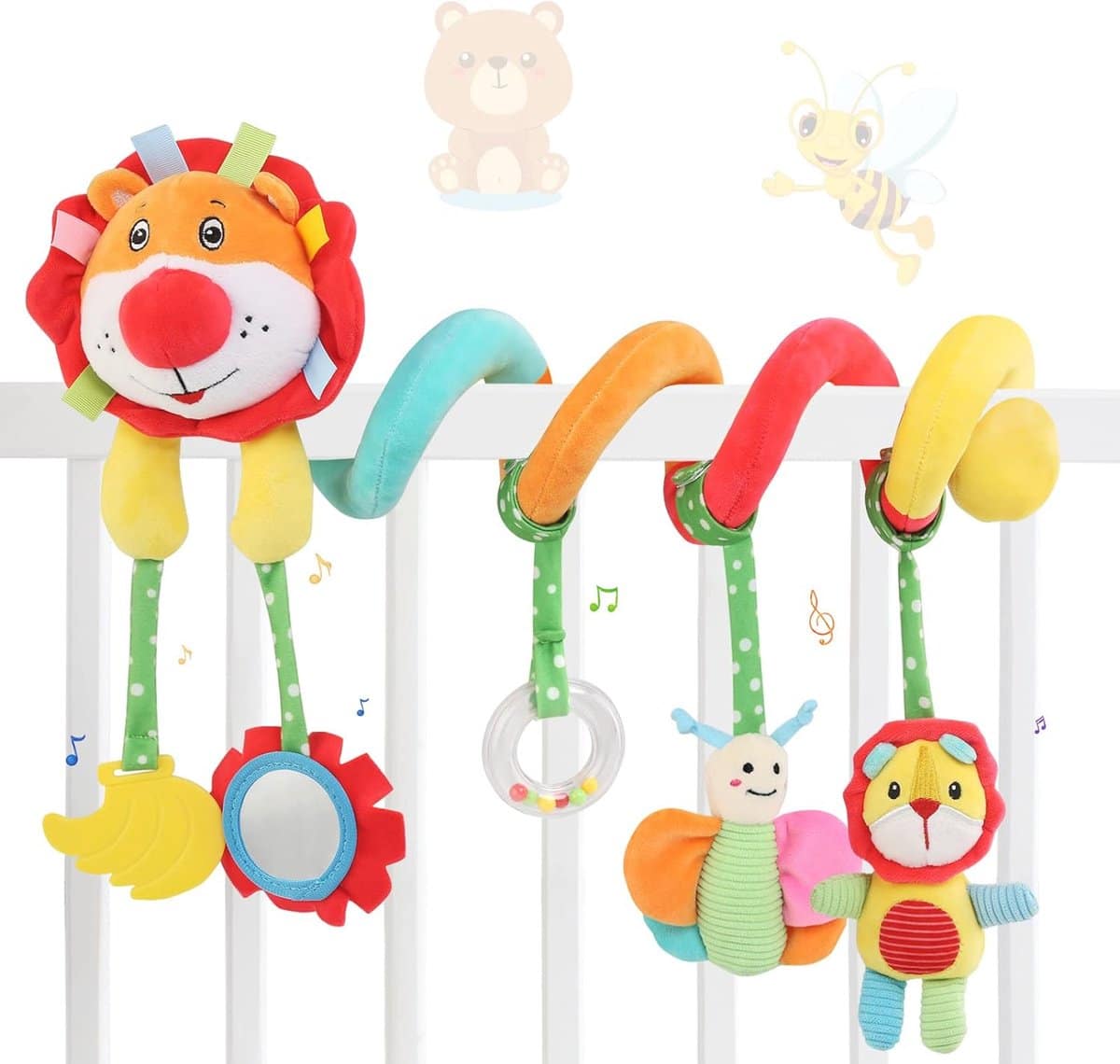 educatief speelgoed voor kinderwagen spiraal hanger met rammelaars voor baby’s