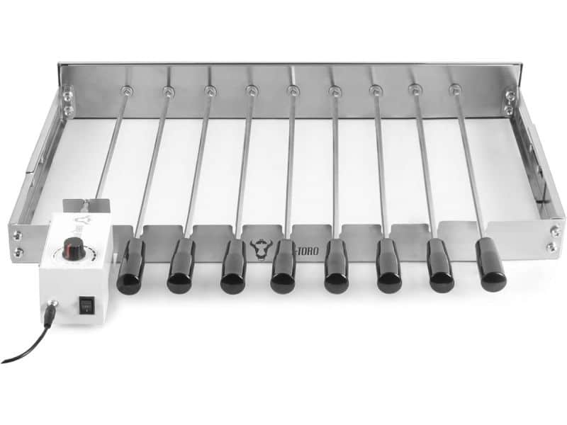 Elektrische draaispit voor BBQ met 9 spiesen en verstelbaar frame