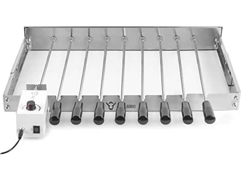 Elektrische draaispit voor BBQ met 9 spiesen en verstelbaar frame