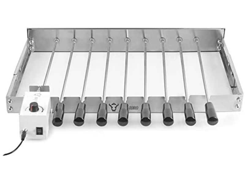 Elektrische draaispit voor BBQ met 9 spiesen en verstelbaar frame