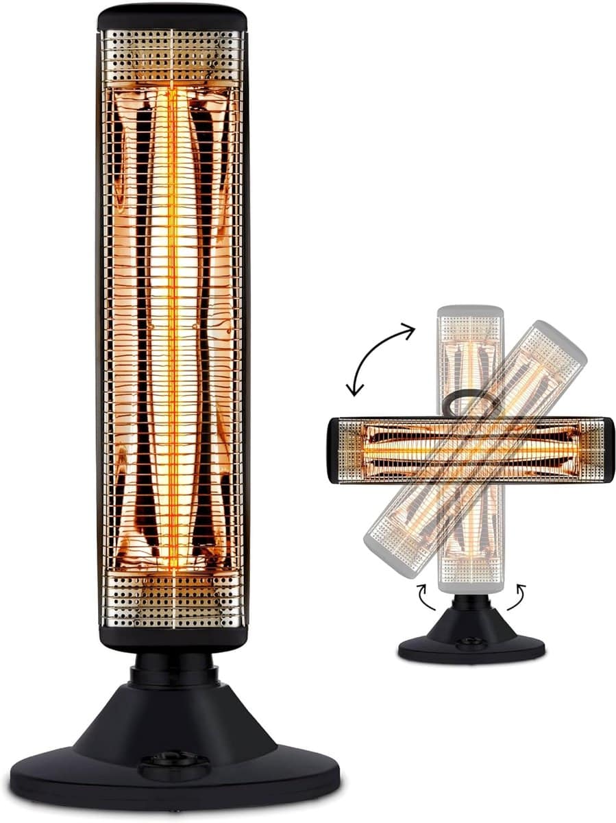 elektrische terrasverwarmer infrarood 900w | 2 standen (450w/900w) | voor binnen & buiten | zwart
