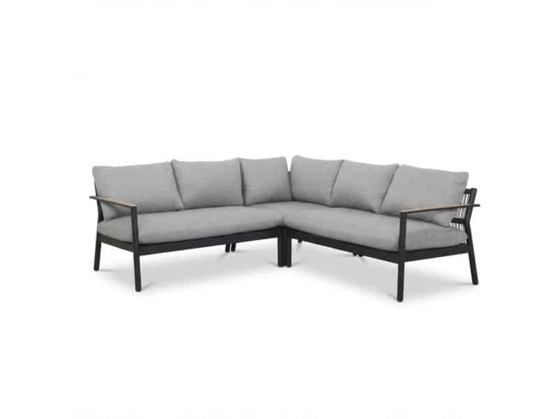 Florence hoek loungeset 5 personen | aluminium + touw | antraciet | 3-delig - 216x216cm
