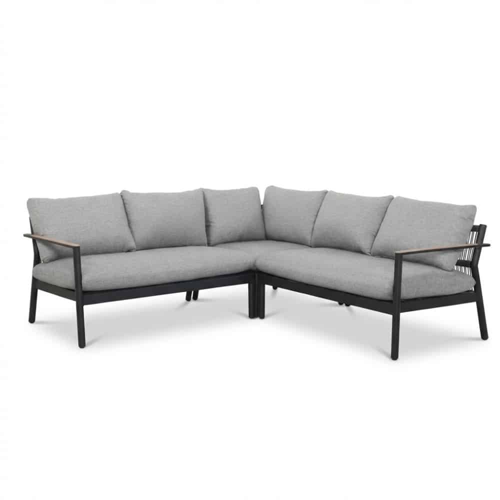 florence hoek loungeset 5 personen | aluminium + touw | antraciet | 3 delig 216x216cm