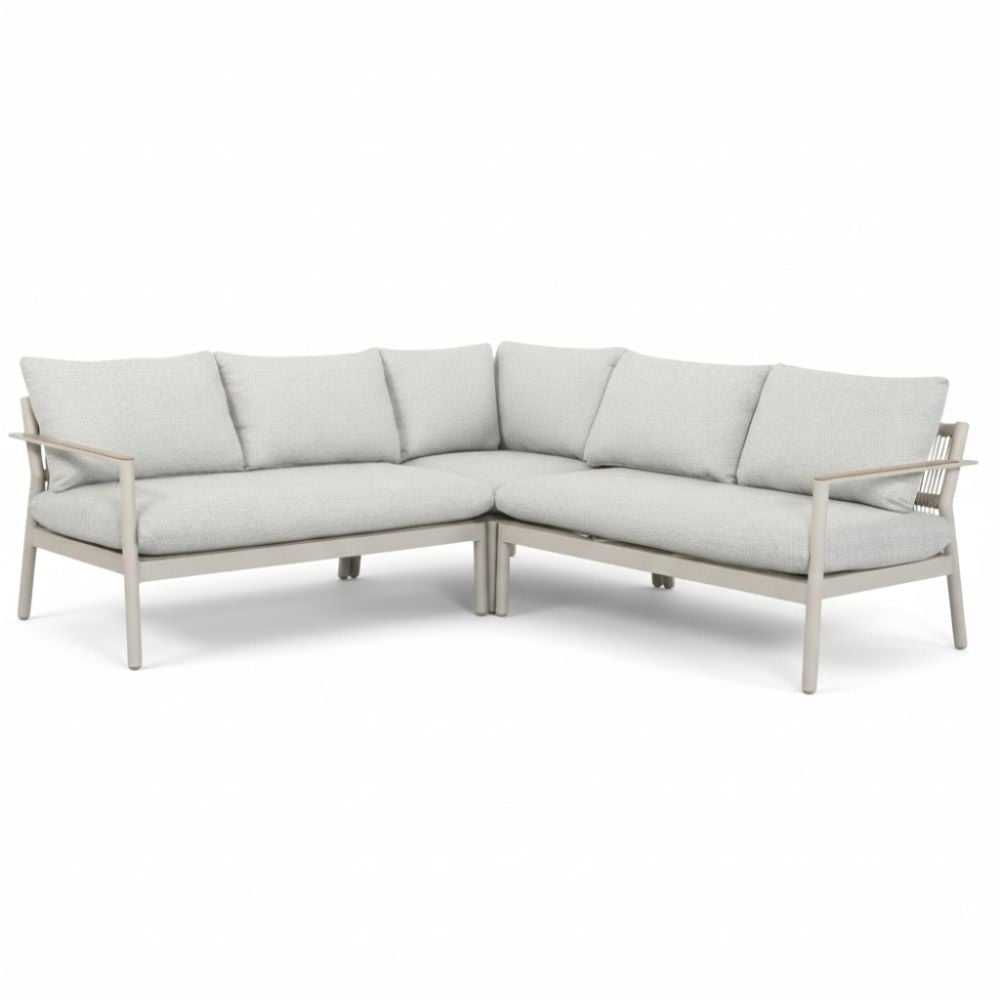 florence hoek loungeset 5 personen | aluminium + touw | beige | 3 delig 216x216cm