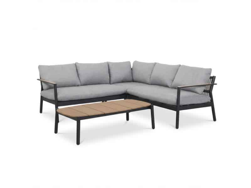 Florence hoek loungeset 5 personen incl. tafel | aluminium + touw | antraciet | 4-delig - 216x216cm