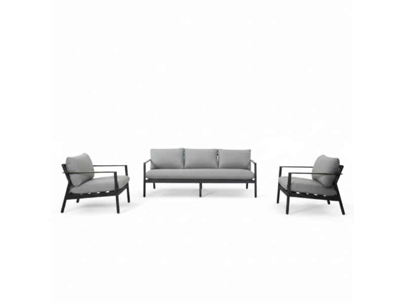 Florence stoel-bank loungeset 5 personen | aluminium + touw | antraciet | 3-delig