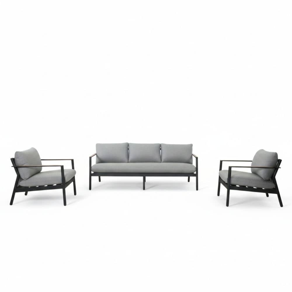 florence stoel bank loungeset 5 personen | aluminium + touw | antraciet | 3 delig