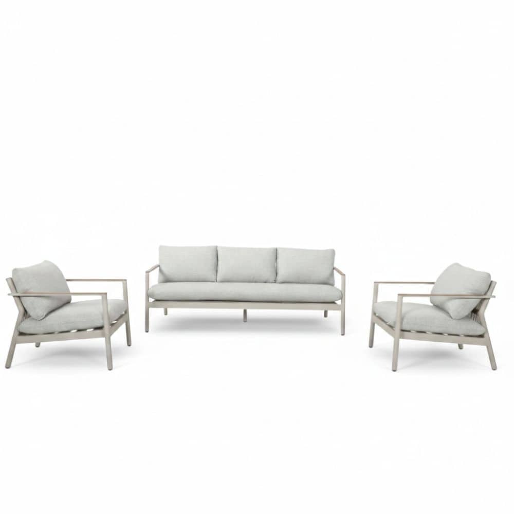 florence stoel bank loungeset 5 personen | aluminium + touw | beige | 3 delig