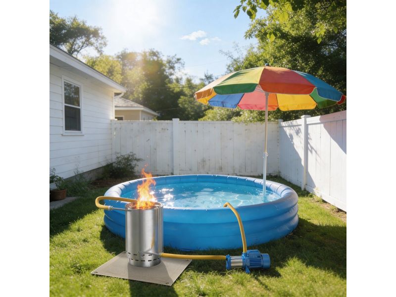 Froadp 1er Poolheizung Schwimmbadheizung Edelstahl Pool Heizungen Feuertonne Anschluss Ofen