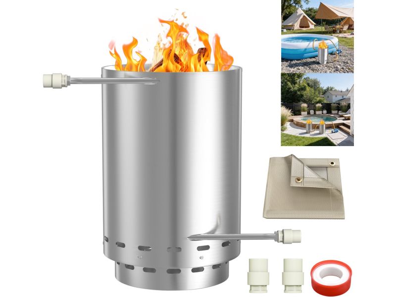 Froadp 2er Poolheizung Schwimmbadheizung Edelstahl Pool Heizungen Feuertonne Anschluss Ofen