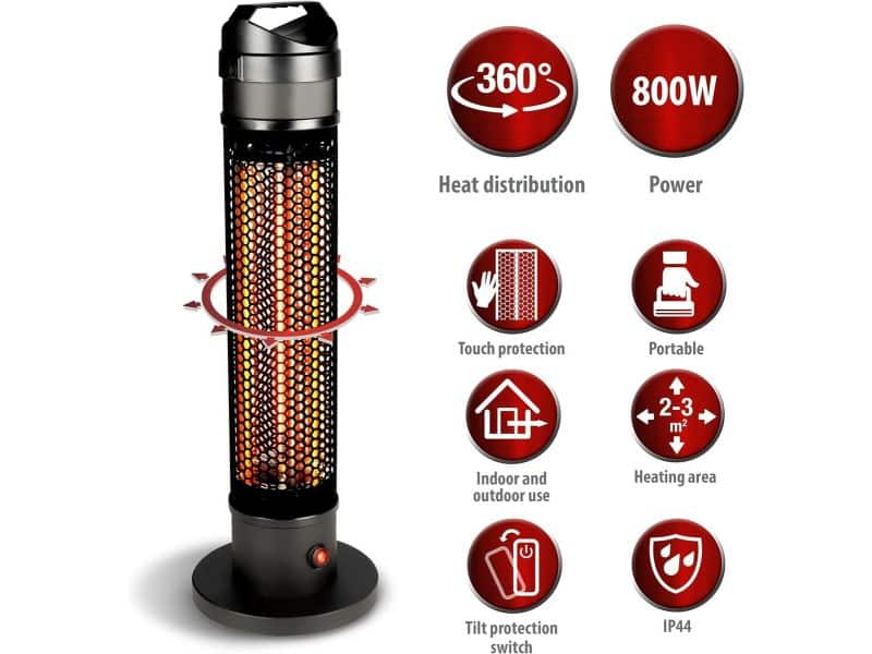 Ganeey Infrarood Terrasverwarmer 800W - Vrijstaand & Draagbaar