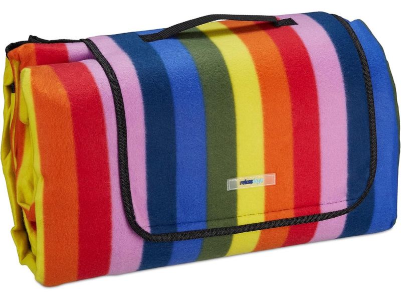 Gestreept XXL picknickkleed 300x200 waterdicht buitenkleed voor strand en park met regenboogkleuren