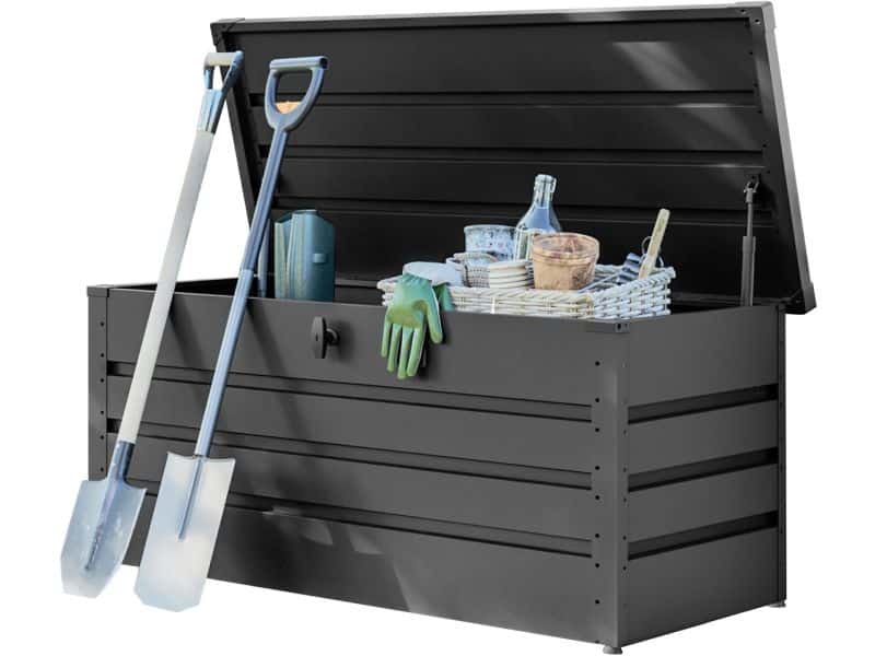GFP Primeyard tuinbox 152x69x61 cm tuinkist kussenbox opberg kist metaal antraciet waterdicht