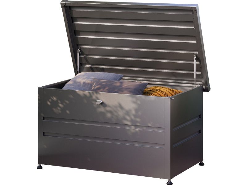 GFP PRIMEYARD® tuinbox 132x64x72 cm tuinkist kussenbox opberg kist metaal antraciet waterdicht
