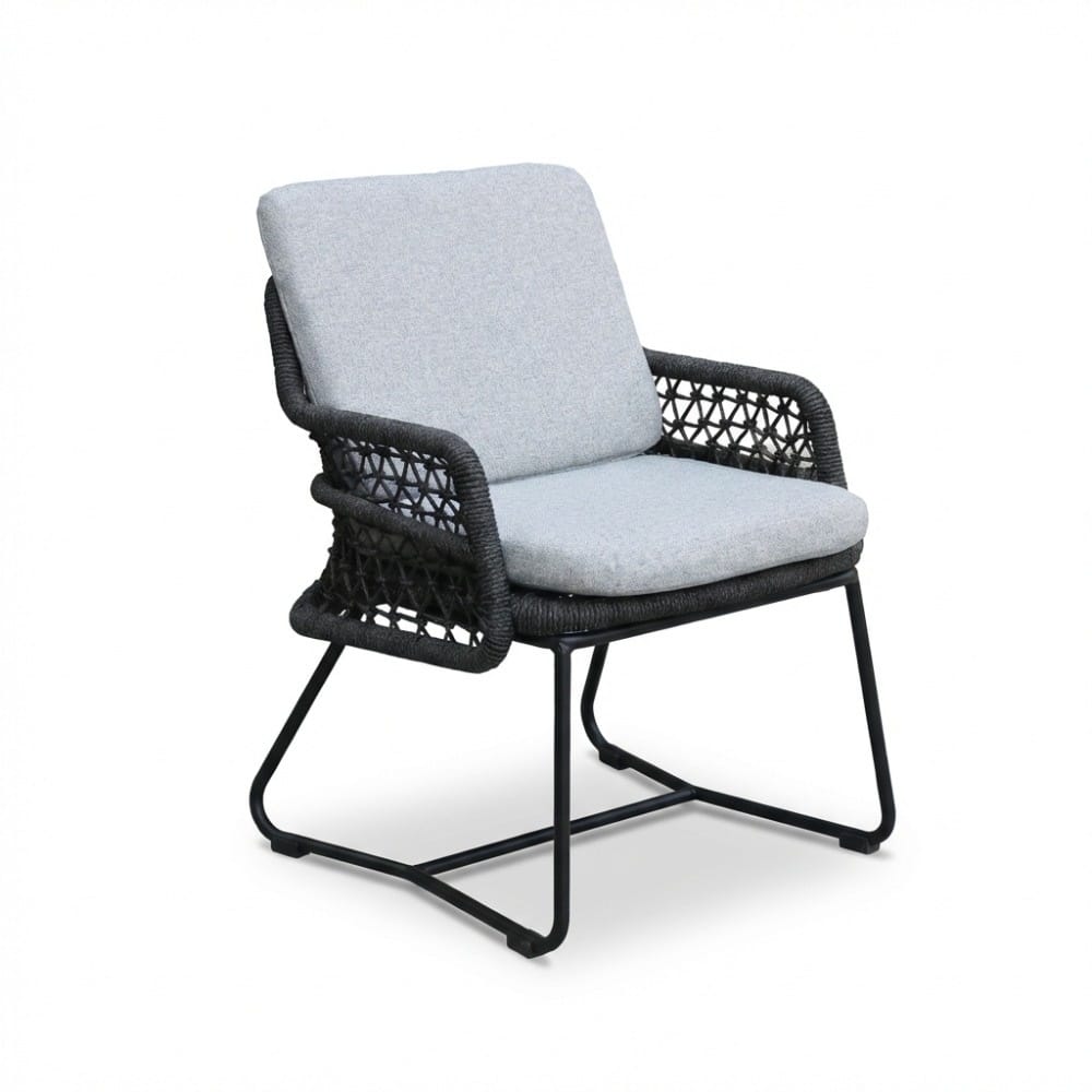 gianna dining tuinstoel | touw + aluminium | stone grey