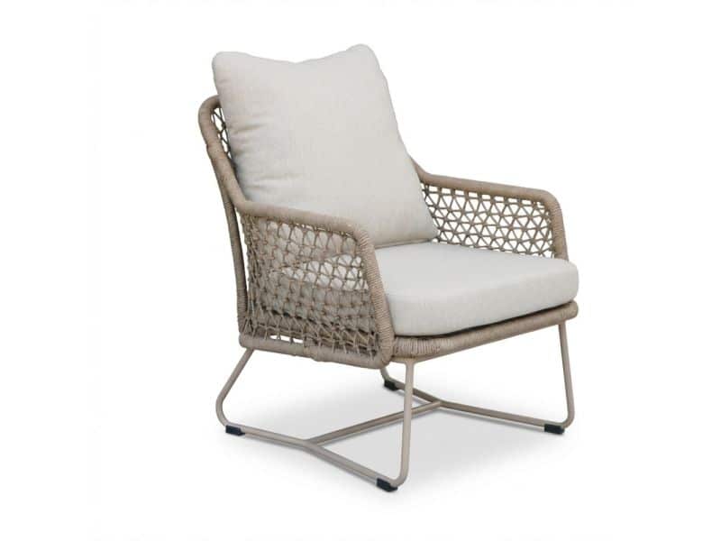 Gianna low dining tuinstoel | touw + aluminium | Sandstone