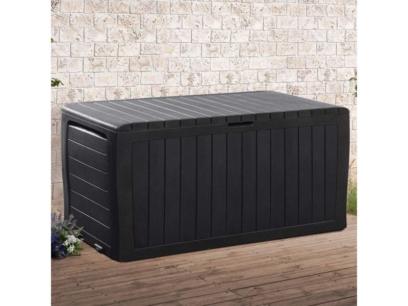 Goodivery - Opbergbox Tuinkussenbox - Marvel tuinopbergkist - 270 liter wielen zitkussen bankkussen buiten plastic antraciet