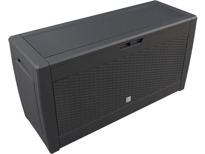 Goodivery - Opbergbox Tuinkussenbox - Opbergbox Rattan-look 119 x 48 x 60 cm Oprolbaar Tuinbox Tuinkussenbox Tuinbox Antraciet 310 liter