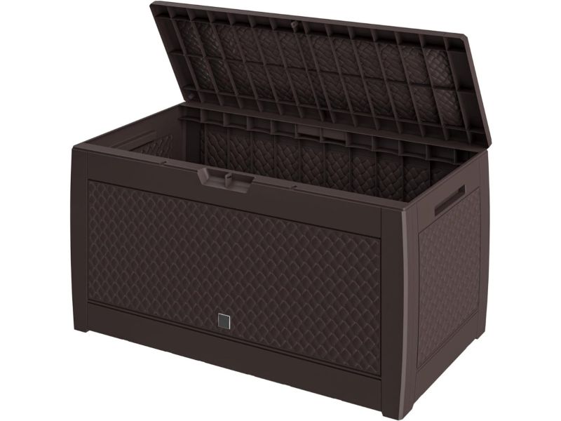 Goodivery - Opbergbox Tuinkussenbox - Opbergbox Rattan-look - 119 x 48 x 60 cm Oprolbare tuinbox Tuinkussenbox Tuinbox Antraciet