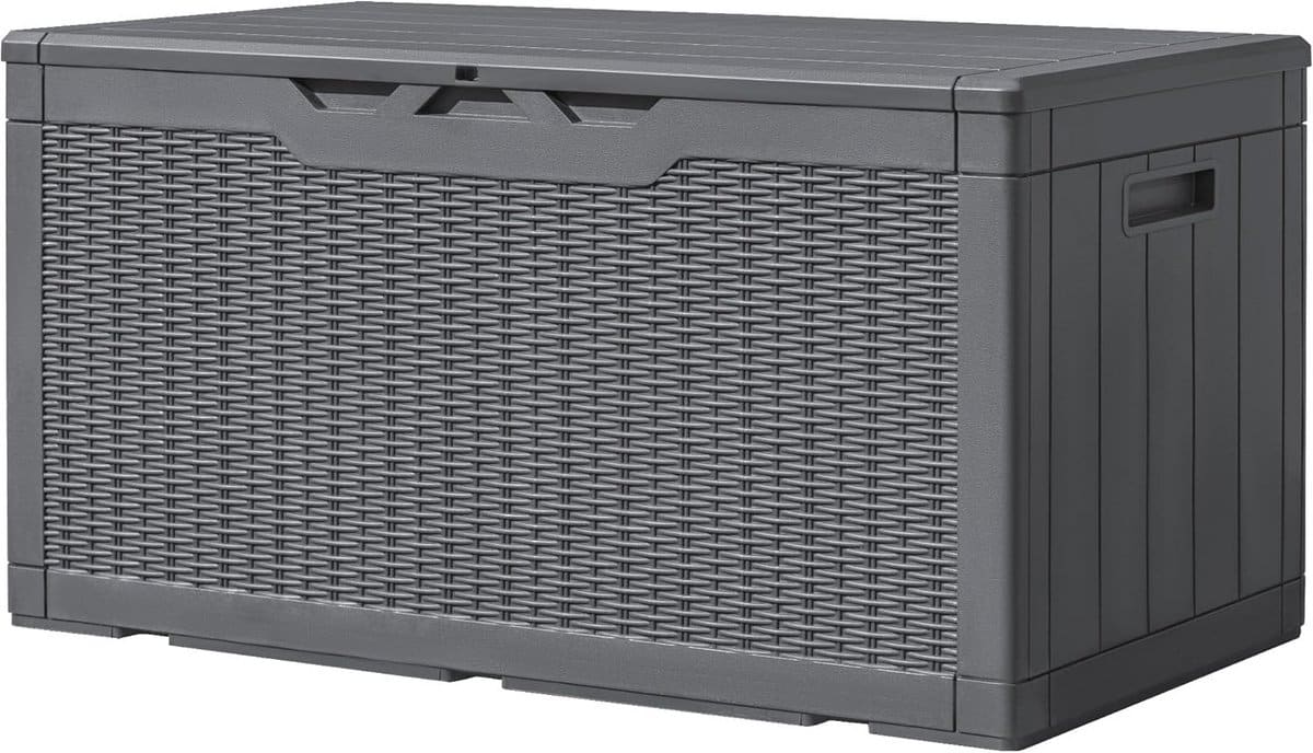 grote hars opbergbox voor buiten 100 gallon waterdicht en uv bestendig, perfect voor tuingereedschap en zwembadbenodigdheden