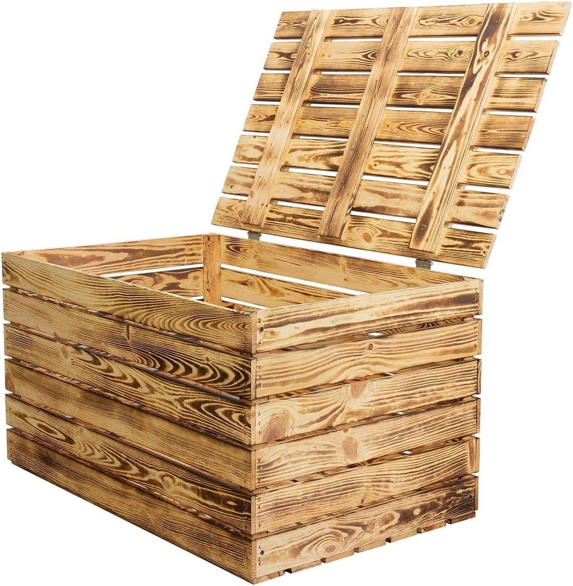 grote houten kist met deksel voor opslag en decoratie (80x50x39 cm)