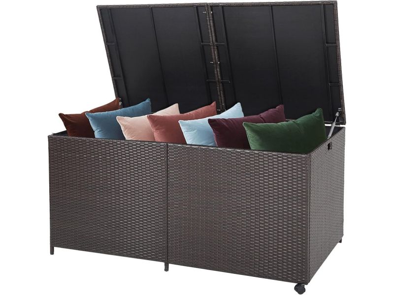 Grote Opbergbox Tuin 662L - Waterdicht Poly Rotan Kussenbox met Gasveren