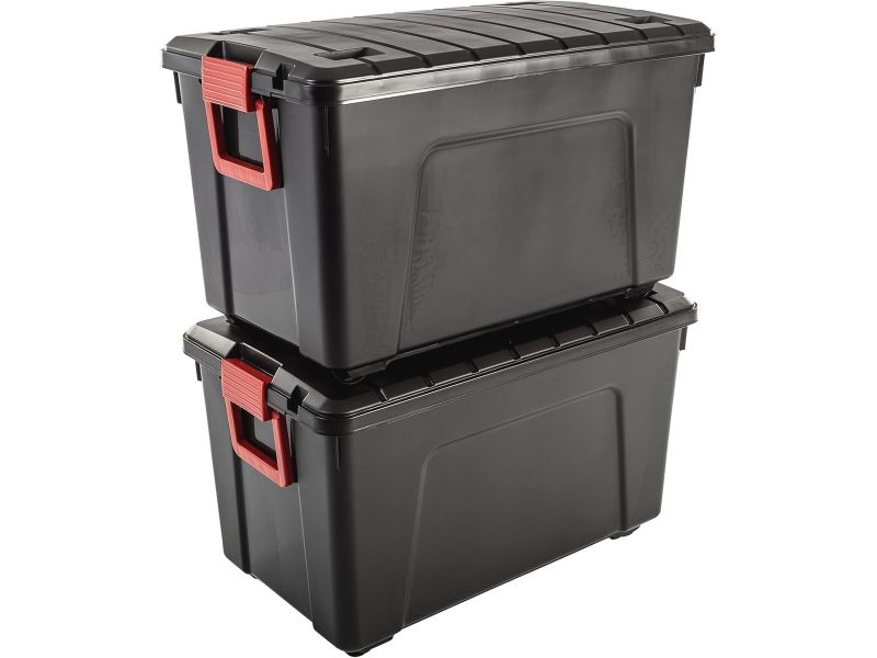 Grote Opbergdozen Set van 2 met Wielen - 110L Opslagcapaciteit voor Garage en Tuin