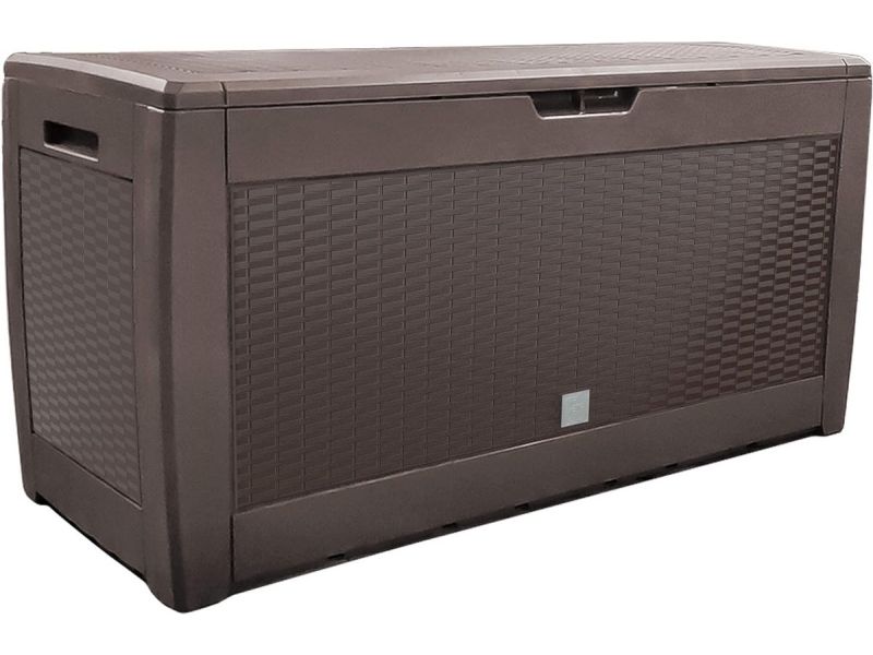 Grote Tuinkist 310L Polypropyleen Rotan Stijl Bruin - Waterbestendige Opbergbox Buiten