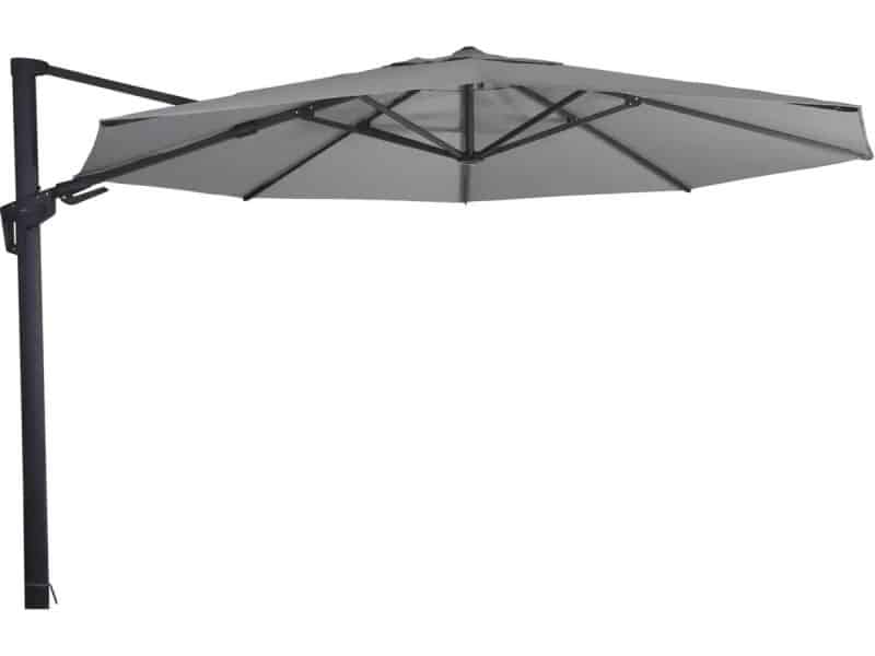 Grote Zweefparasol VirgoFlex Antraciet 3,5m met Kruisvoet en Parasolvoettegels