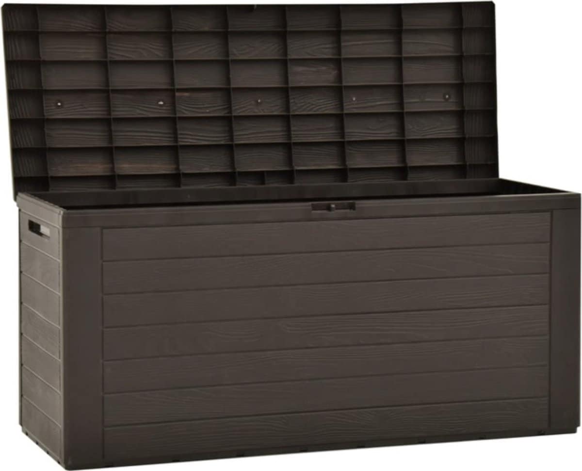 happyment tuinkussenbox xl opbergbox waterdicht met deksel brown voor binnen & buiten tuinbox 280l 117cm