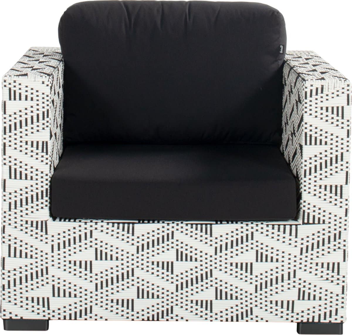 hartman malediven loungestoel zwart/wit wicker donkergrijze kussens