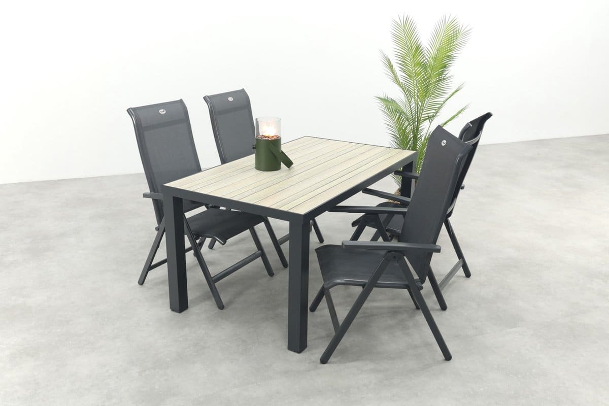 hartman milaan/nola verstelbare tuinset 160×90 cm. antraciet/houtlook