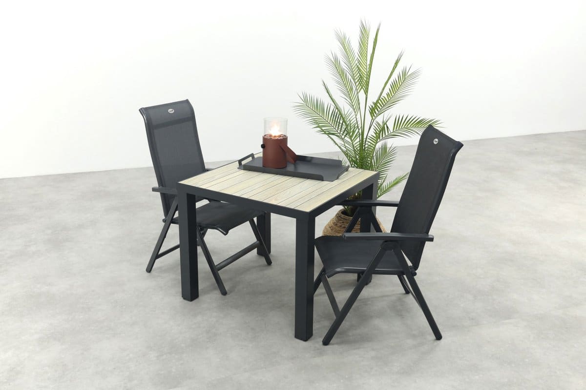 hartman milaan/nola verstelbare tuinset 90×90 cm. antraciet/houtlook