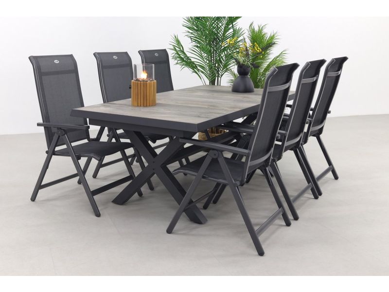 Hartman Milaan/Ottowa 205-265x100 cm. - 7-delige verstelbare tuinset